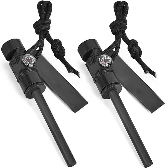 6-in-1 Magnesium Fire Starter with Striker, High Temp Magnesium Rod